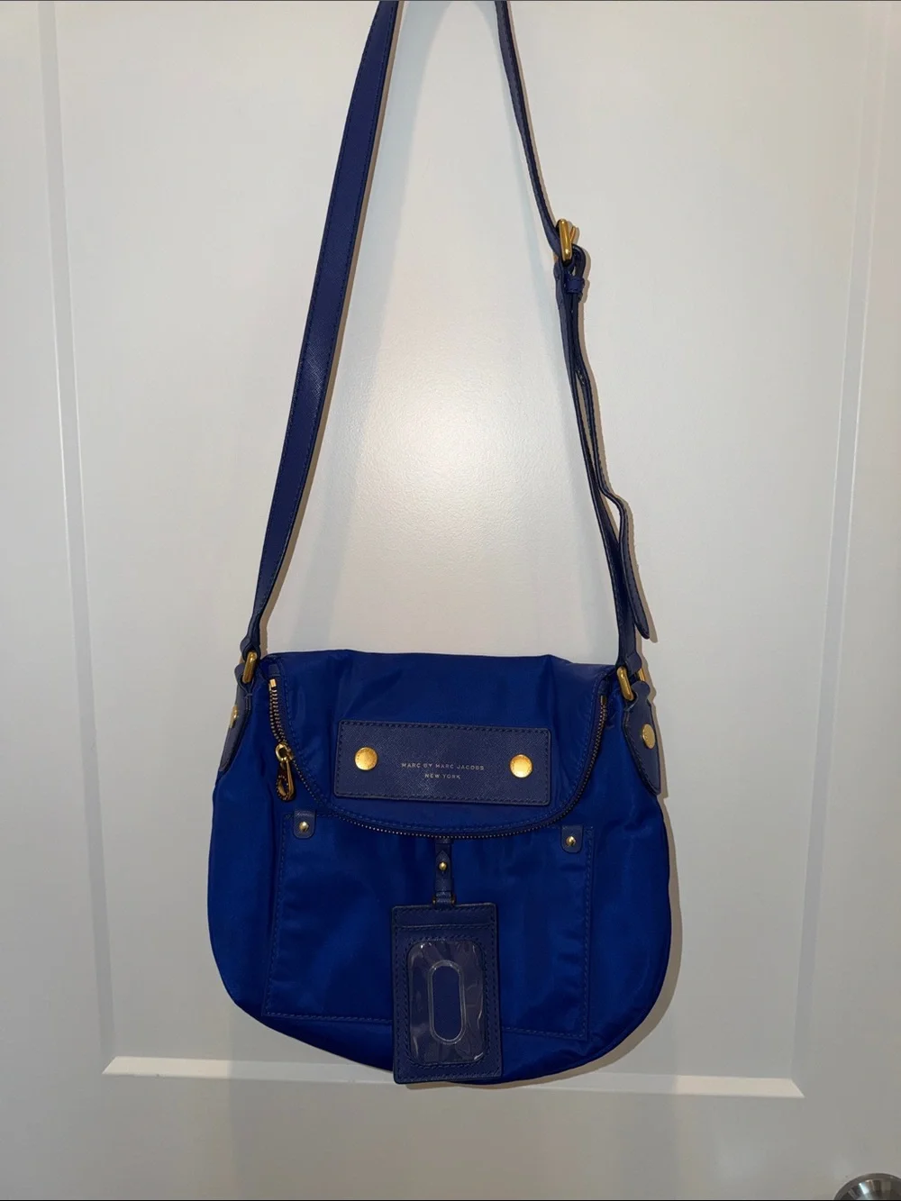 Marc by Marc Jacobs Royal Blue Nylon Crossbody with Gold Hardware